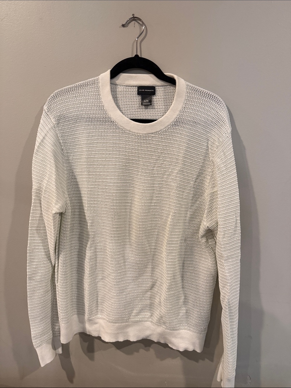 Club Monaco White Textured Crewneck Sweater
